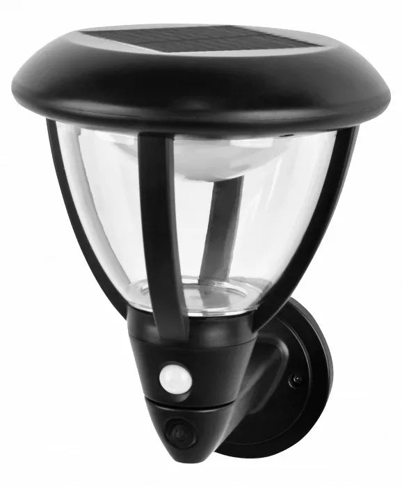 ECOLIGHT saulės energija maitinamas fasadinis LED šviestuvas su judesio ir sutemų jutikliu IP44