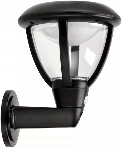 ECOLIGHT saulės energija maitinamas fasadinis LED šviestuvas su judesio ir sutemų jutikliu IP44