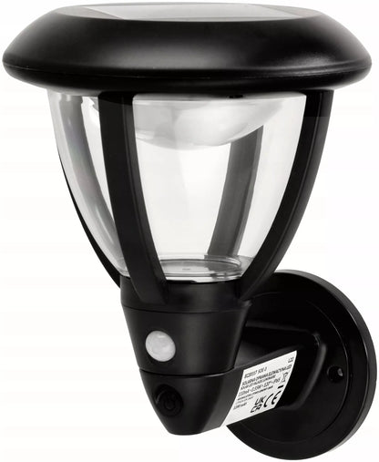 ECOLIGHT saulės energija maitinamas fasadinis LED šviestuvas su judesio ir sutemų jutikliu IP44