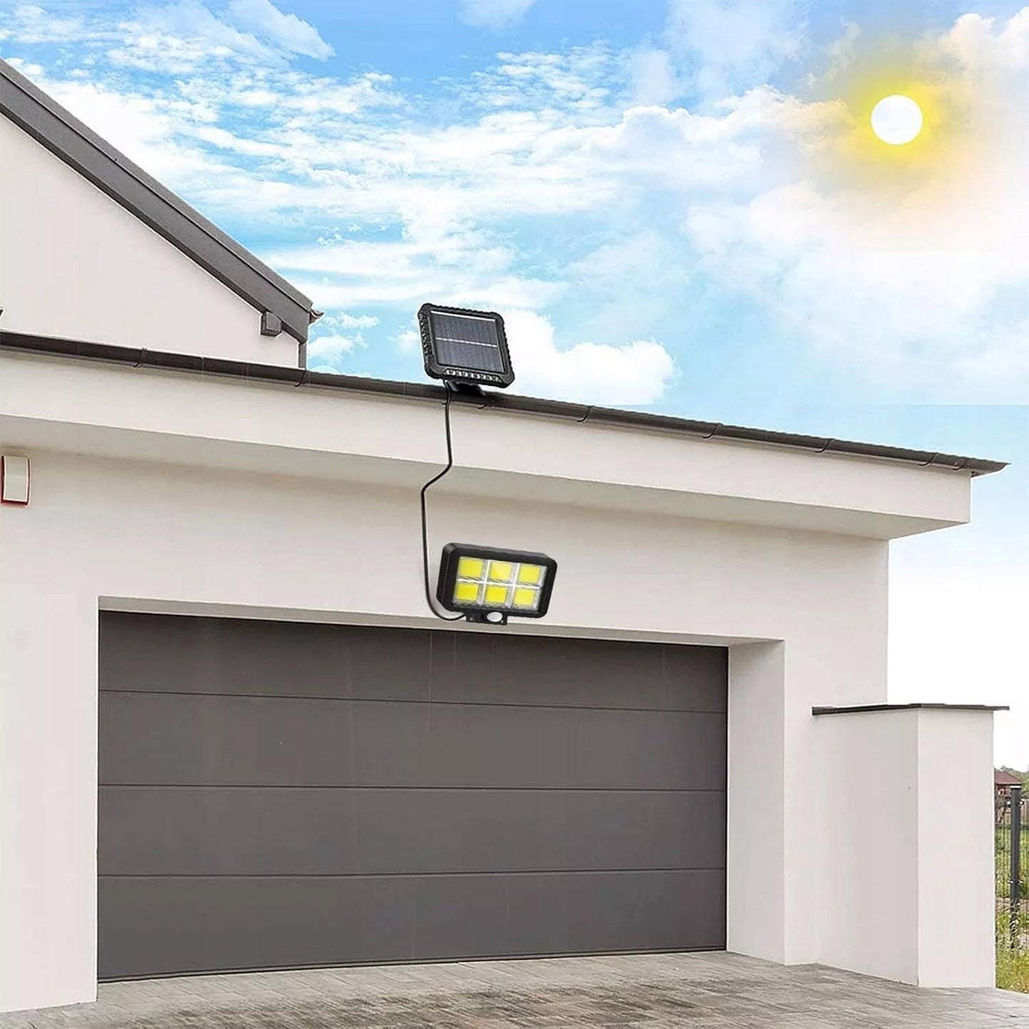 Lampa Solarna LED z Czujnikiem Ruchu i Zmierzchu, Naświetlacz Zewnętrzny