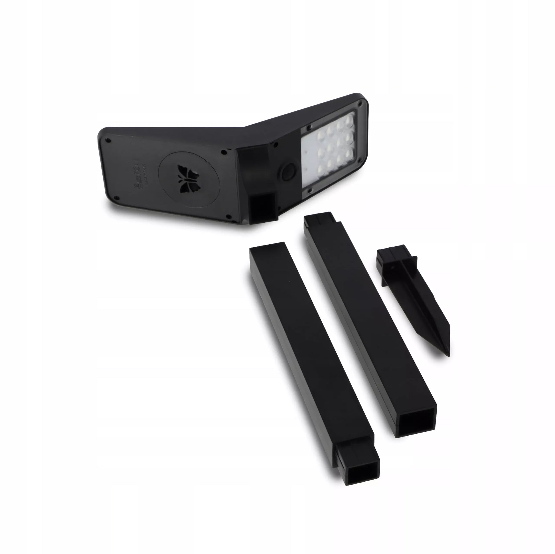 Ogrodowa lampa solarna LED IP65 66 cm wbijana, słupek z motywem motyla, 3000K/6000K, 2 w 1