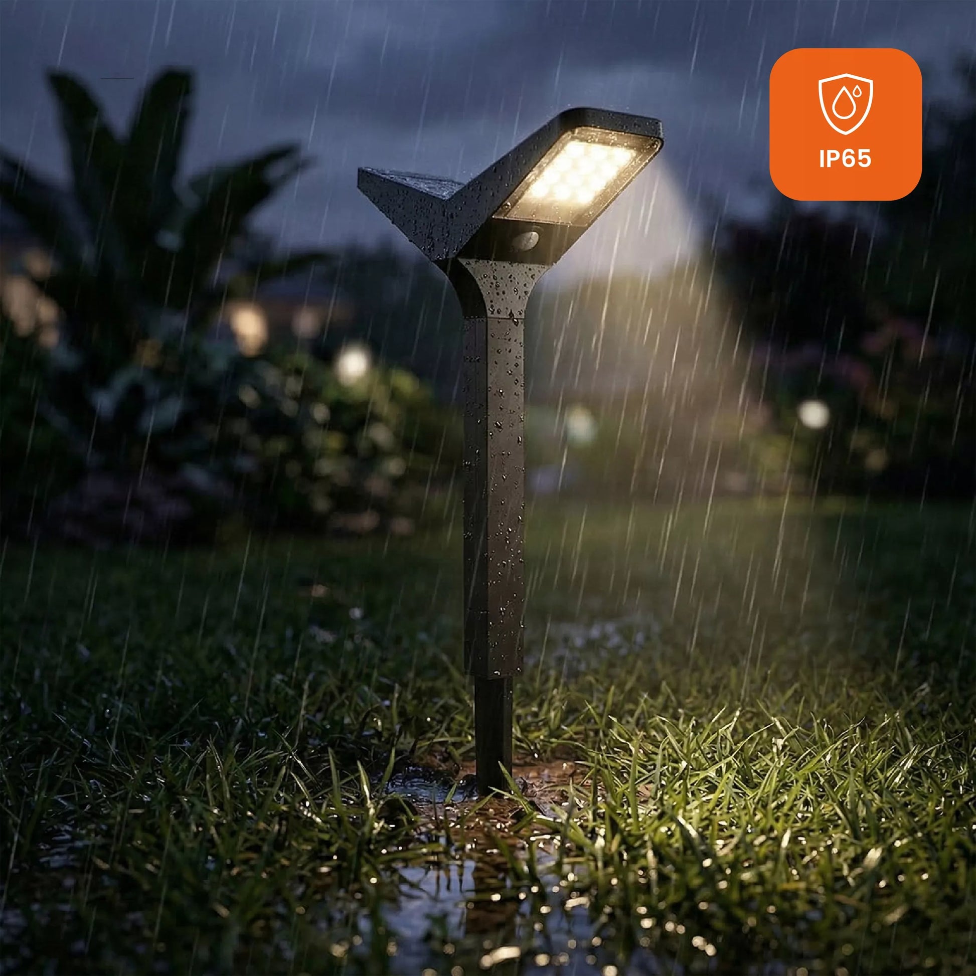 Ogrodowa lampa solarna LED IP65 66 cm wbijana, słupek z motywem motyla, 3000K/6000K, 2 w 1