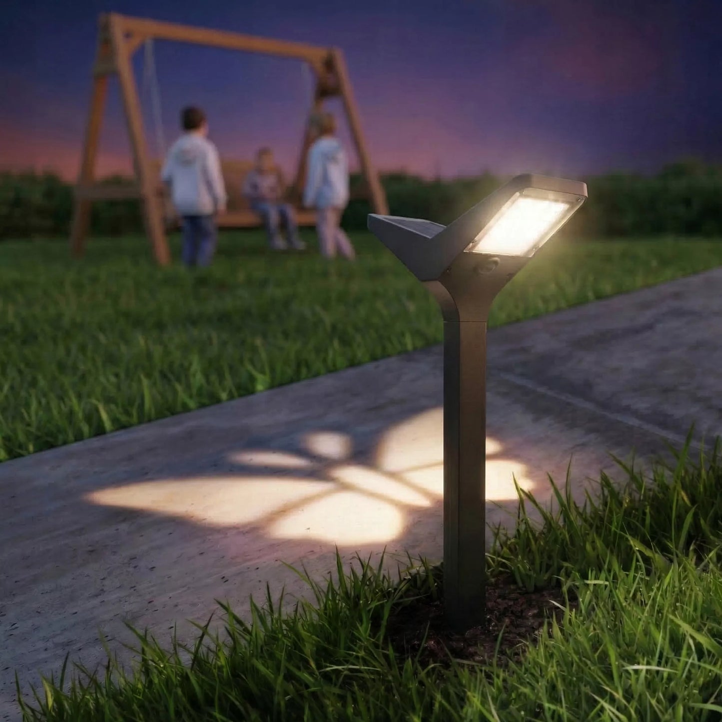 Ogrodowa lampa solarna LED IP65 66 cm wbijana, słupek z motywem motyla, 3000K/6000K, 2 w 1
