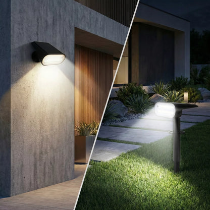 Solarna lampa ogrodowa LED, reflektor i kinkiet ścienny 2 w 1 z czujnikiem zmierzchu