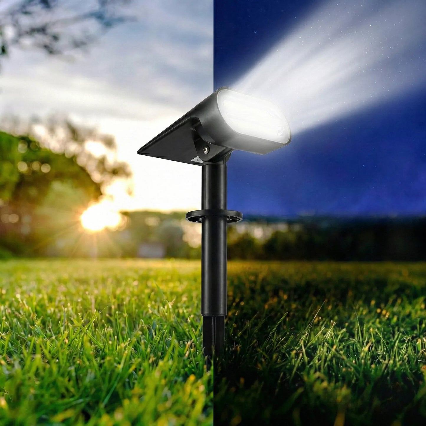 Solarna lampa ogrodowa LED, reflektor i kinkiet ścienny 2 w 1 z czujnikiem zmierzchu