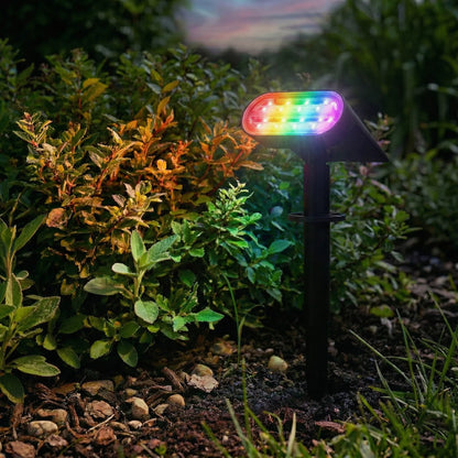 Solarna lampa ogrodowa LED, reflektor i kinkiet ścienny 2 w 1 z czujnikiem zmierzchu