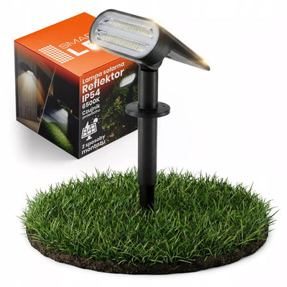 Solarna lampa ogrodowa LED, reflektor i kinkiet ścienny 2 w 1 z czujnikiem zmierzchu