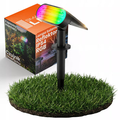 Solarna lampa ogrodowa LED, reflektor i kinkiet ścienny 2 w 1 z czujnikiem zmierzchu
