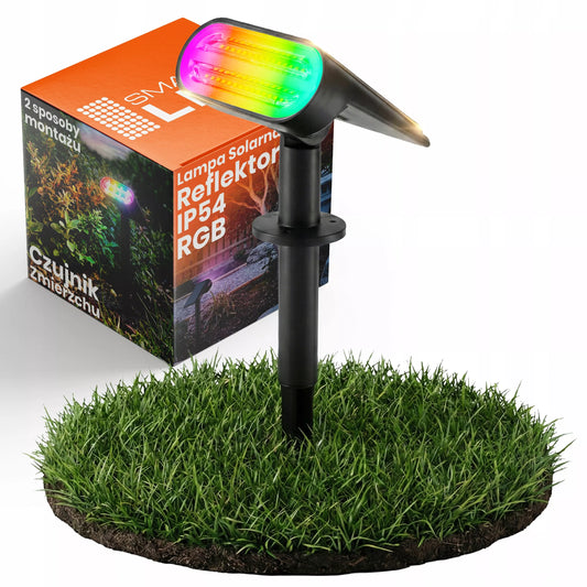 Solarna lampa ogrodowa LED, reflektor i kinkiet ścienny 2 w 1 z czujnikiem zmierzchu