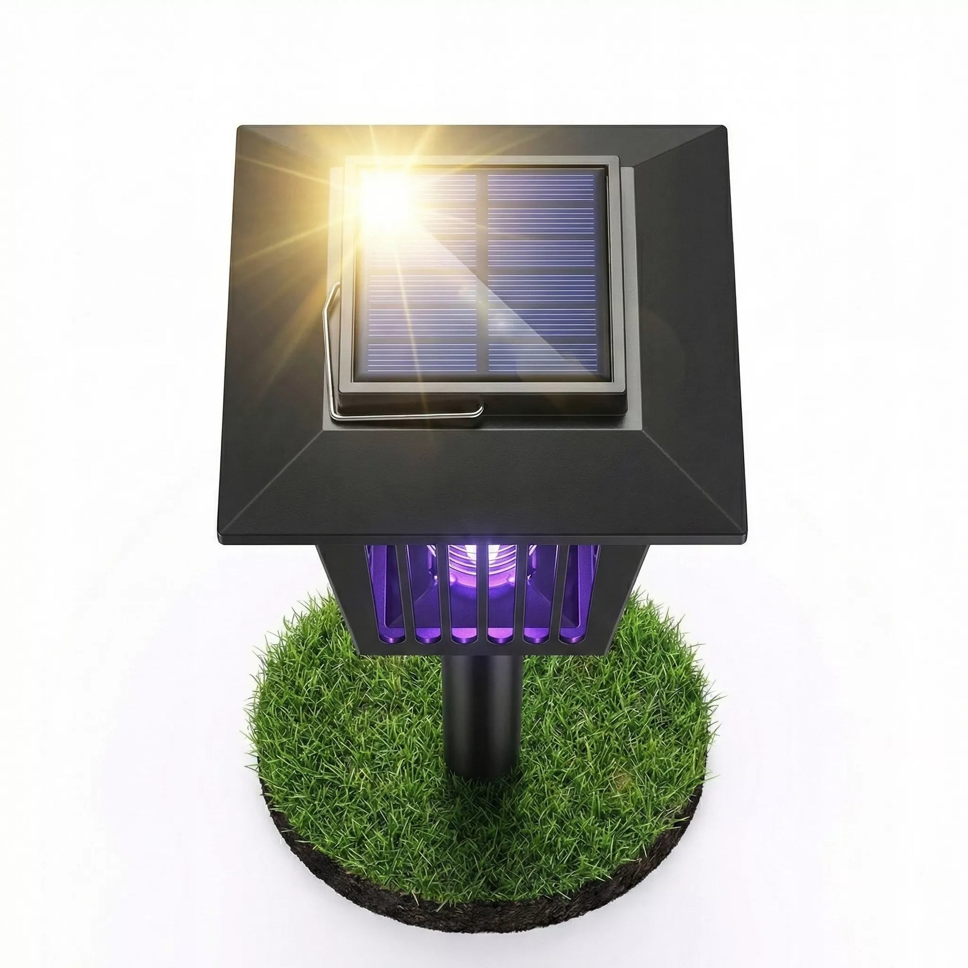 Ogrodowa lampa solarna LED owadobójcza 2w1 wbijana 44 cm z czujnikiem zmierzchu