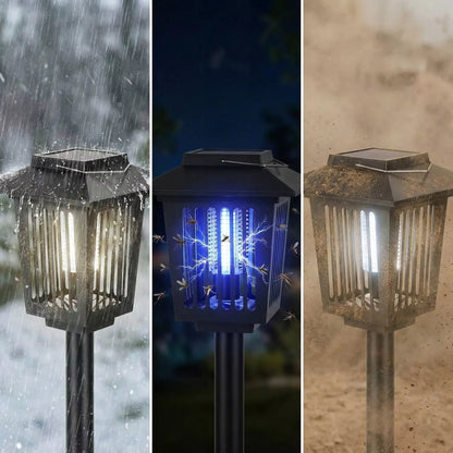 Ogrodowa lampa solarna LED owadobójcza 2w1 wbijana 44 cm z czujnikiem zmierzchu