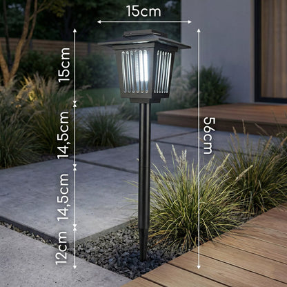 Ogrodowa lampa solarna LED owadobójcza 2w1 wbijana 44 cm z czujnikiem zmierzchu