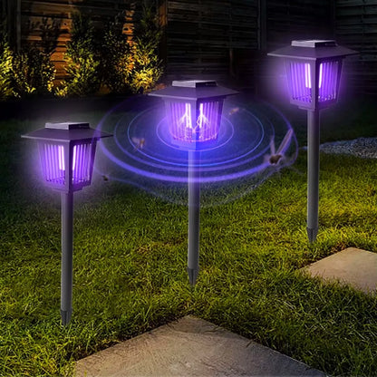 Ogrodowa lampa solarna LED owadobójcza 2w1 wbijana 44 cm z czujnikiem zmierzchu
