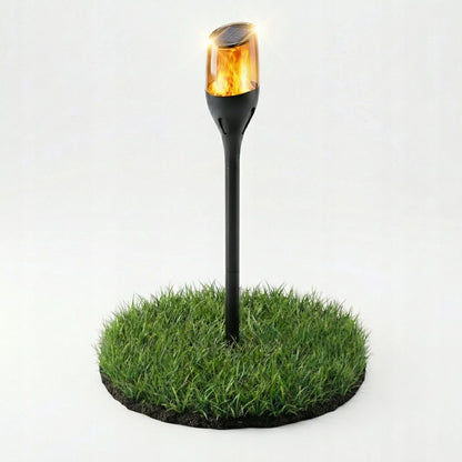 LED Saulės lempa fakelas ugnies efektas 60cm galinga prieblandos jutiklis IP44 PREMIUM