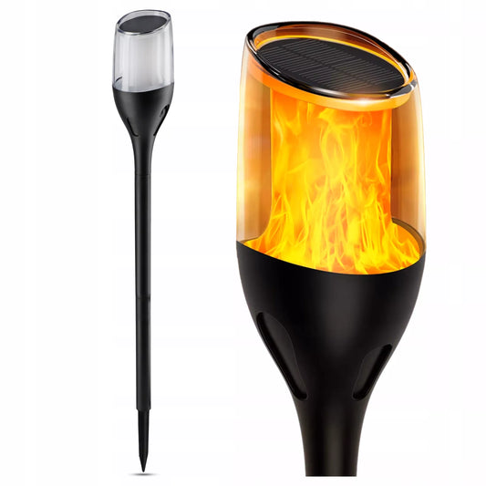 LED Saulės lempa fakelas ugnies efektas 60cm galinga prieblandos jutiklis IP44 PREMIUM