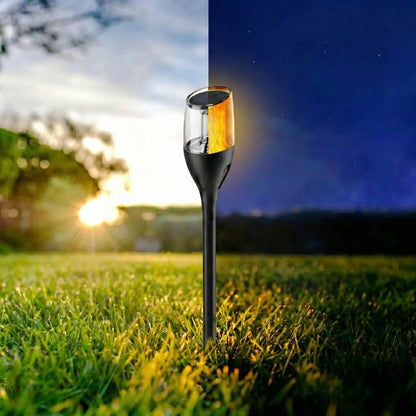 LED Saulės lempa fakelas ugnies efektas 60cm galinga prieblandos jutiklis IP44 PREMIUM