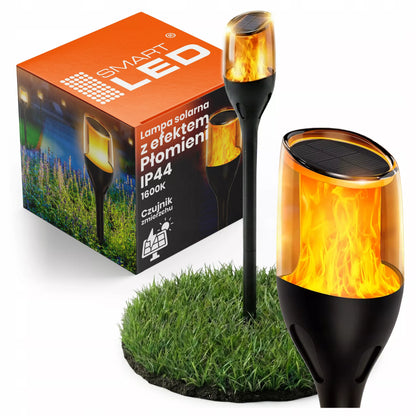 LED Saulės lempa fakelas ugnies efektas 60cm galinga prieblandos jutiklis IP44 PREMIUM
