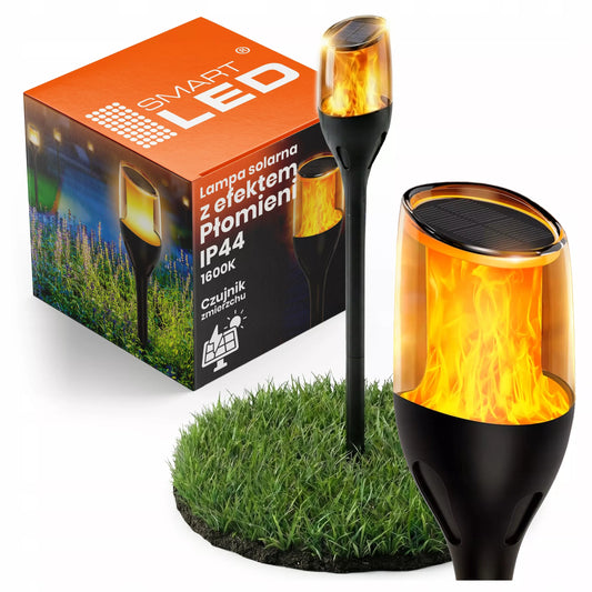 LED Saulės lempa fakelas ugnies efektas 60cm galinga prieblandos jutiklis IP44 PREMIUM