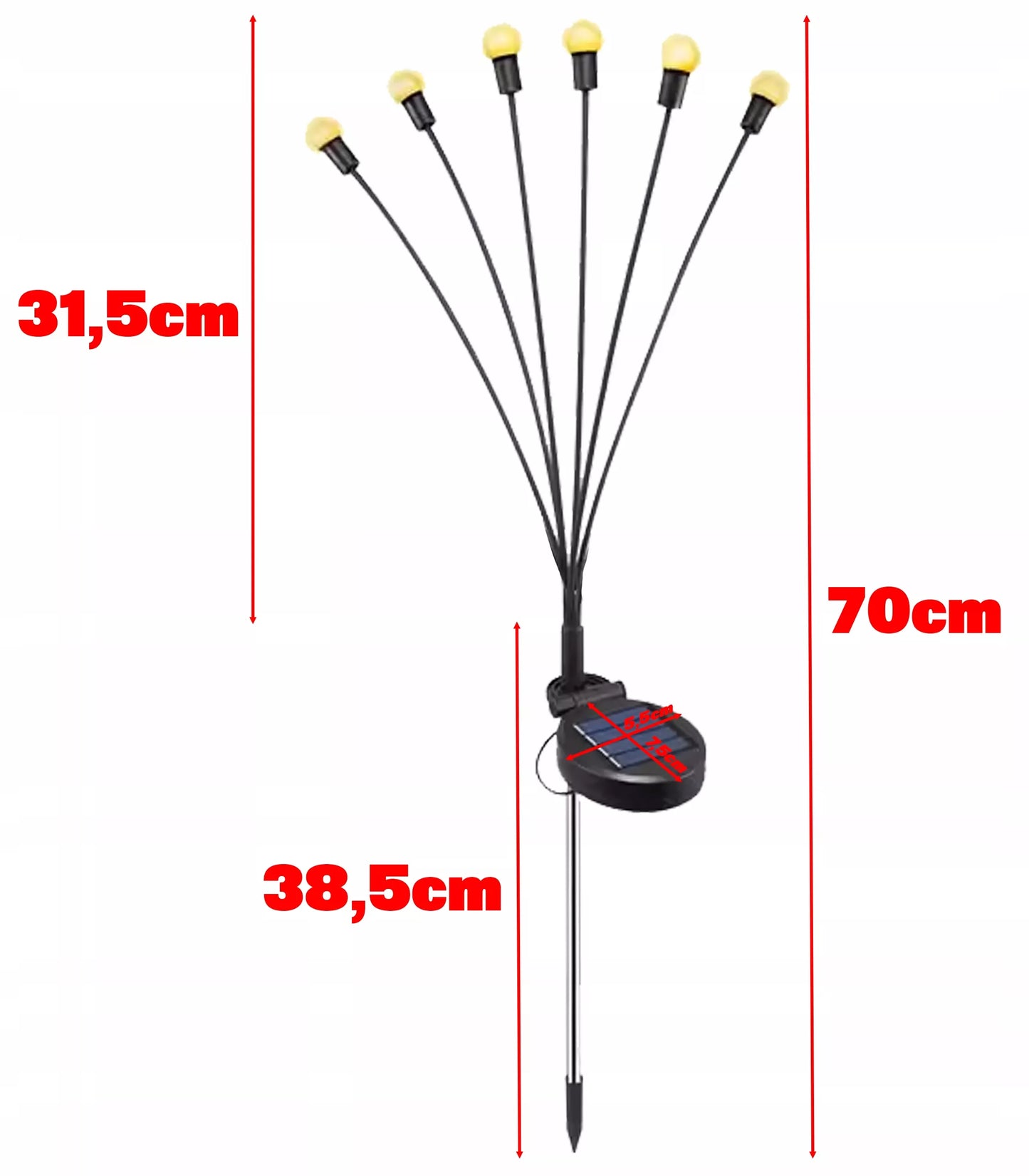Ogrodowa lampa solarna LED wbijana w ziemię w kształcie kul z czujnikiem zmierzchu IP44