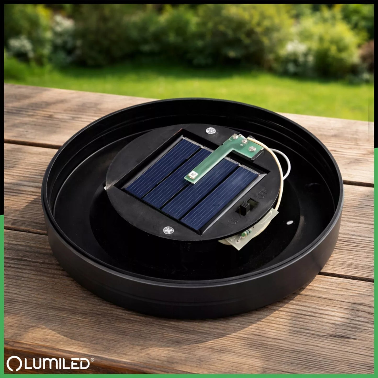 Ogrodowa lampa solarna LED KULA 30 cm wbijana do ziemi, dekoracyjna kula