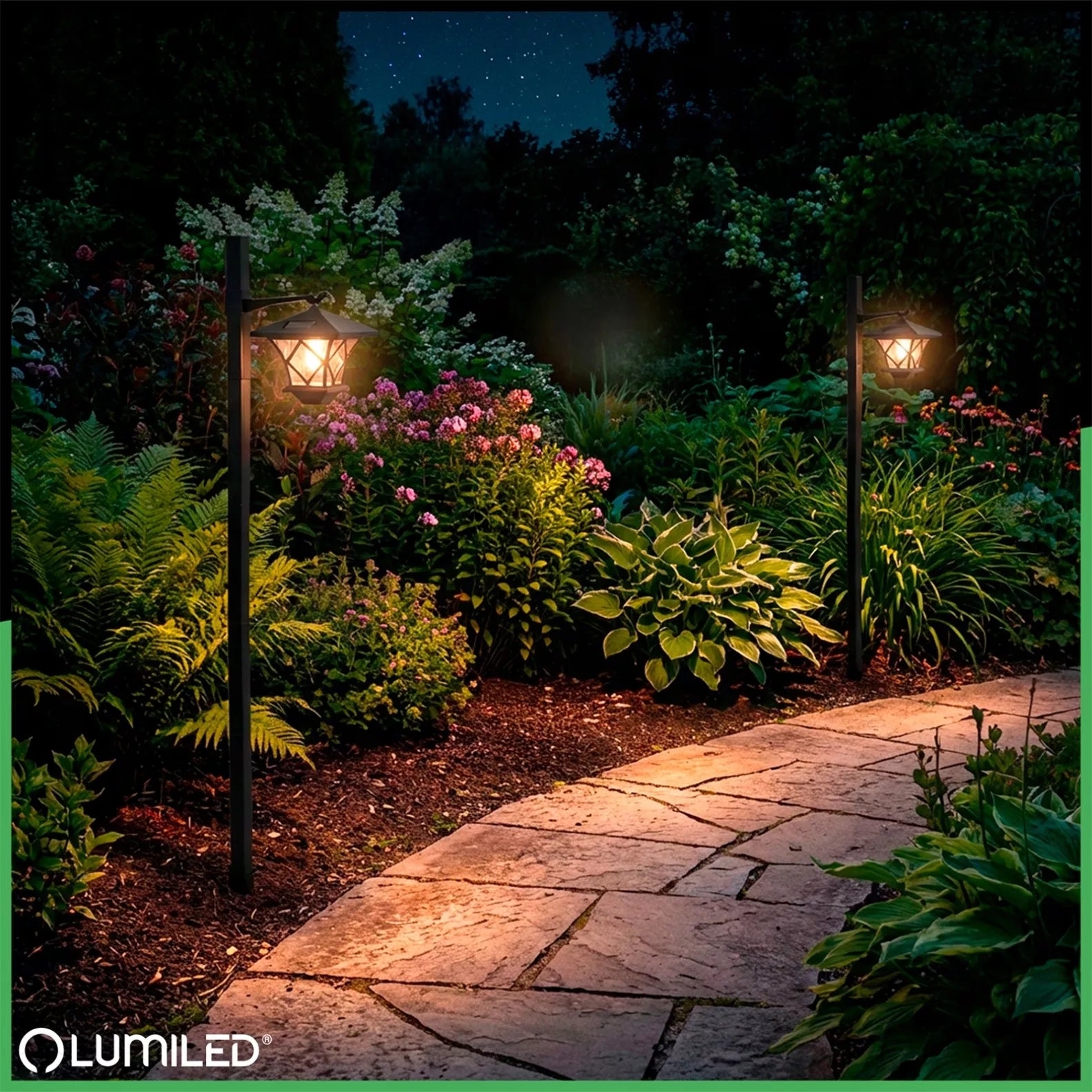 Sodo LED saulės energija maitinamas šviestuvas, 1,5 m stulpas
