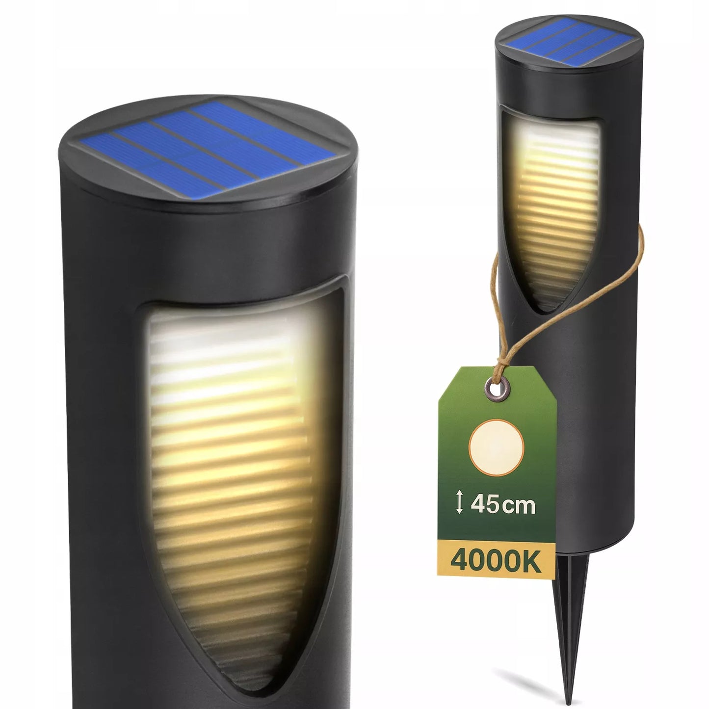 Dekoracyjna wbijana solarna lampa ogrodowa LED w formie słupka z czujnikiem zmierzchu