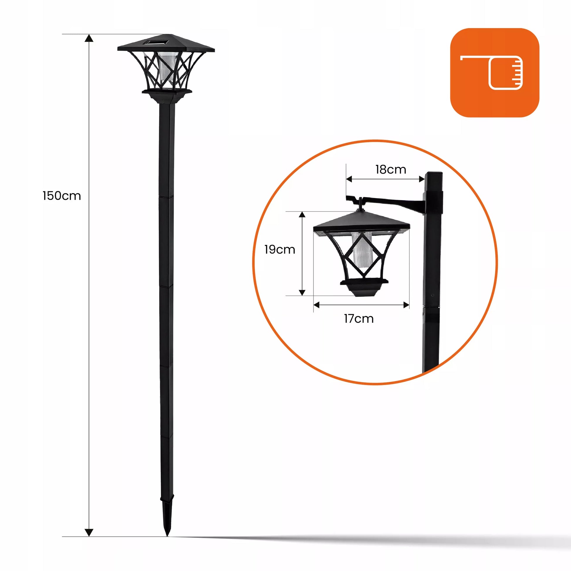 Sodo saulės LED žibintas 1,5 m su jutikliu, statomas šviestuvas