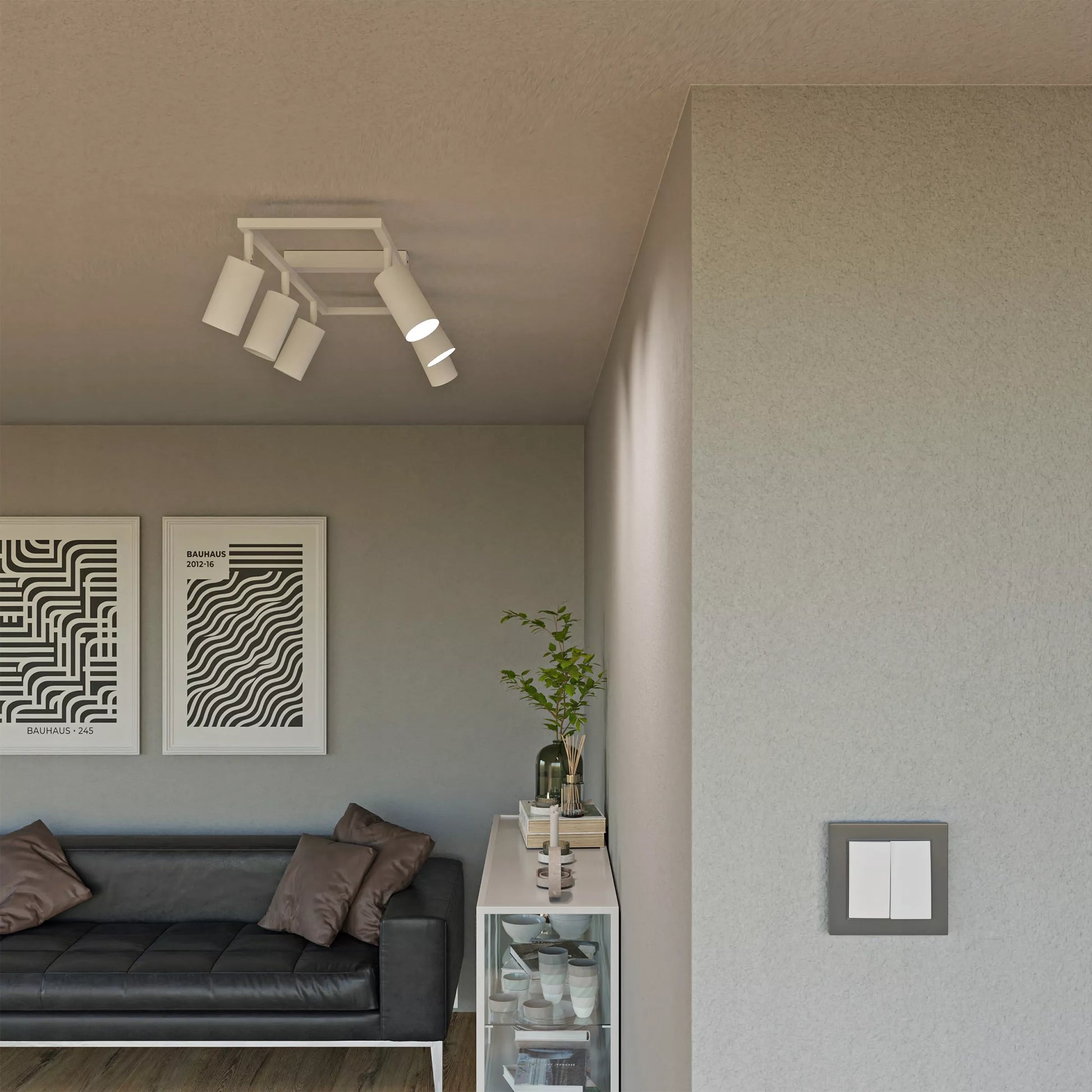 Lubinis šviestuvas su 6 GU10 LED/halogeniniais taškiniais prožektoriais, reguliuojamas sieninis šviestuvas, LED lubinė lempa