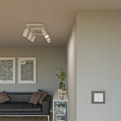 Lubinis šviestuvas su 6 GU10 LED/halogeniniais taškiniais prožektoriais, reguliuojamas sieninis šviestuvas, LED lubinė lempa