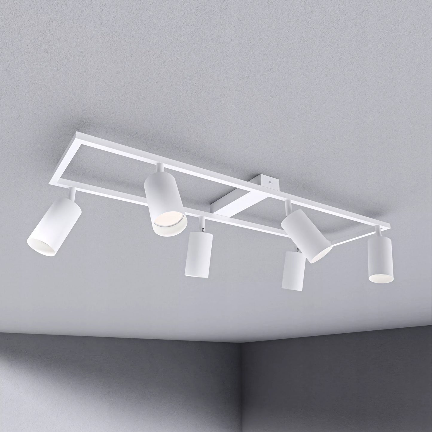 Lubinis šviestuvas su 6 GU10 LED/halogeniniais taškiniais prožektoriais, reguliuojamas sieninis šviestuvas, LED lubinė lempa