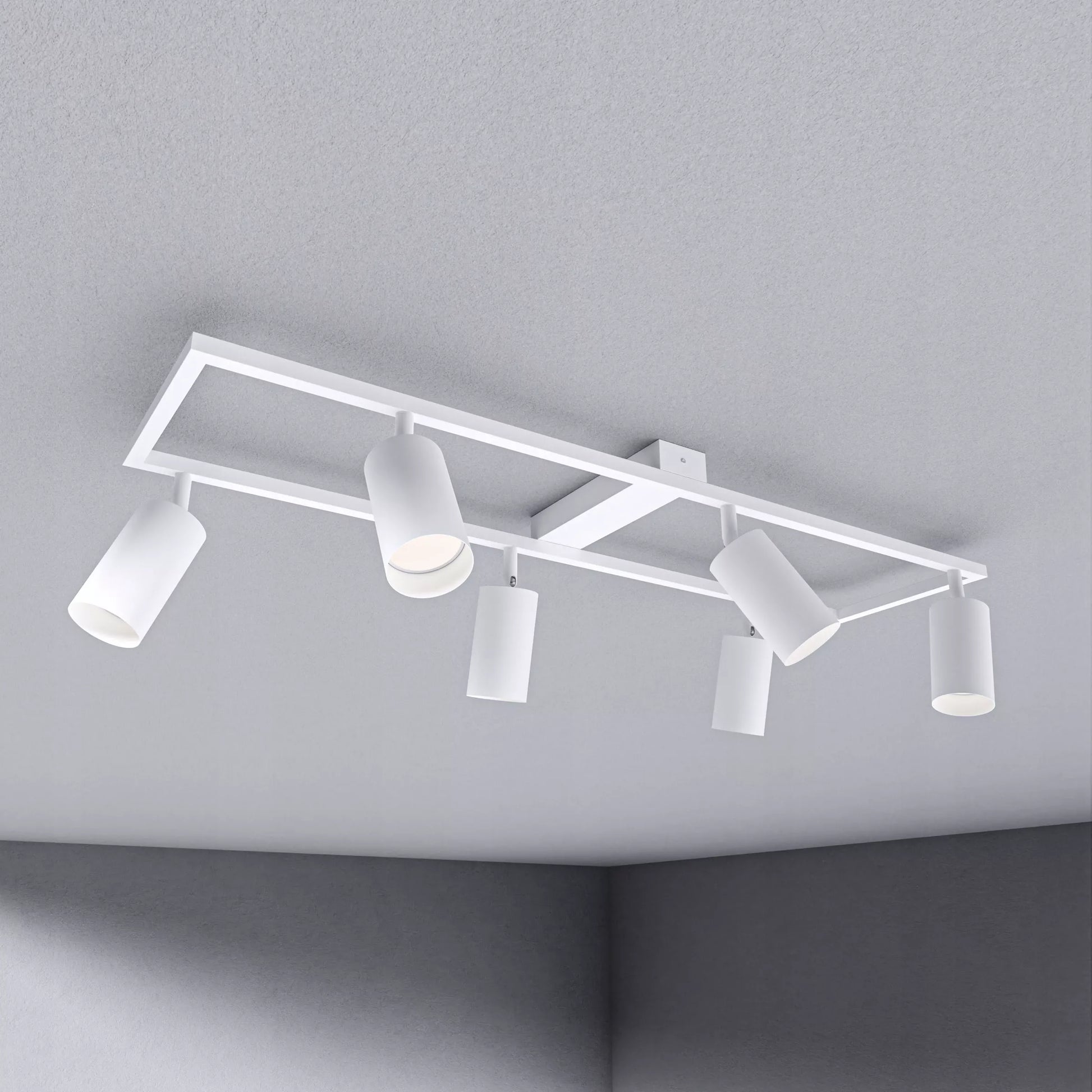 Lubinis šviestuvas su 6 GU10 LED/halogeniniais taškiniais prožektoriais, reguliuojamas sieninis šviestuvas, LED lubinė lempa