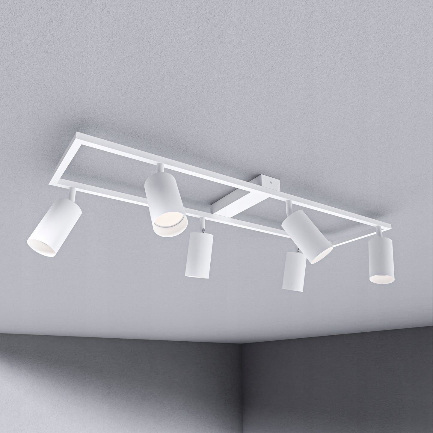 Lubinis šviestuvas su 6 GU10 LED/halogeniniais taškiniais prožektoriais, reguliuojamas sieninis šviestuvas, LED lubinė lempa