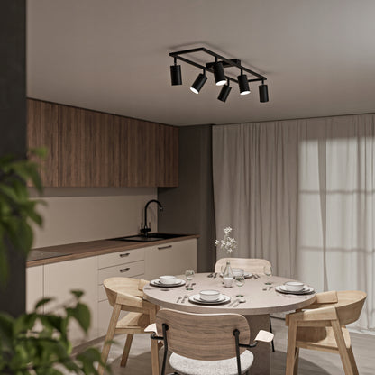 Lubinis šviestuvas su 6 x GU10 LED halogenais, reguliuojamas, prožektorius