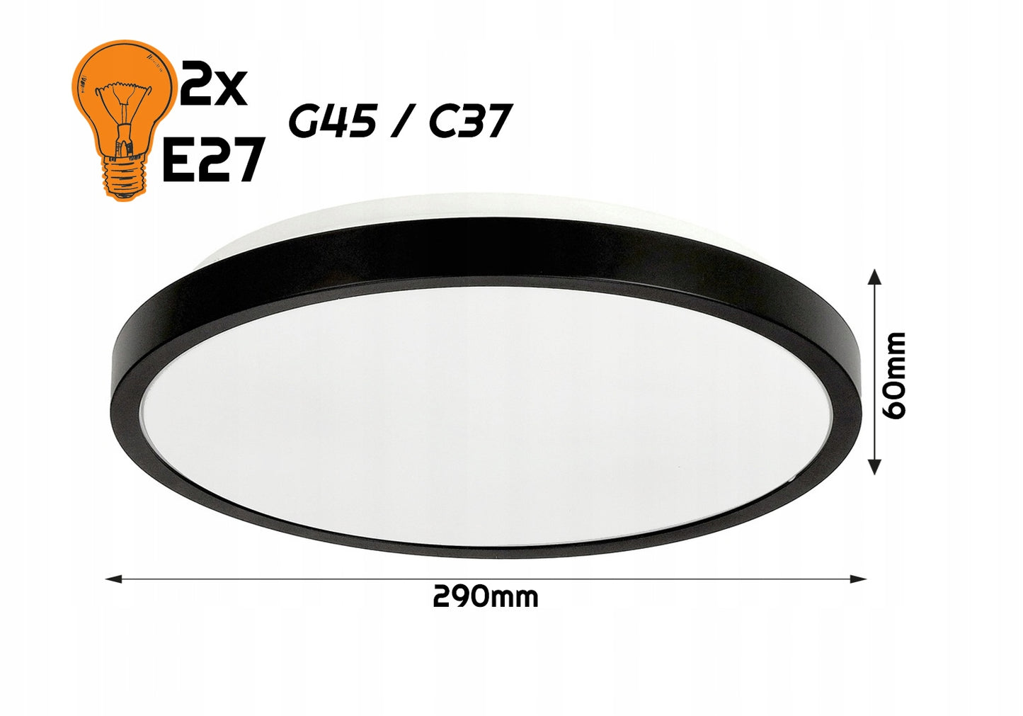 Lubinis plafonas LED 2xE27 APVALUS LARI-R LED lemputėms Aukšta kokybė