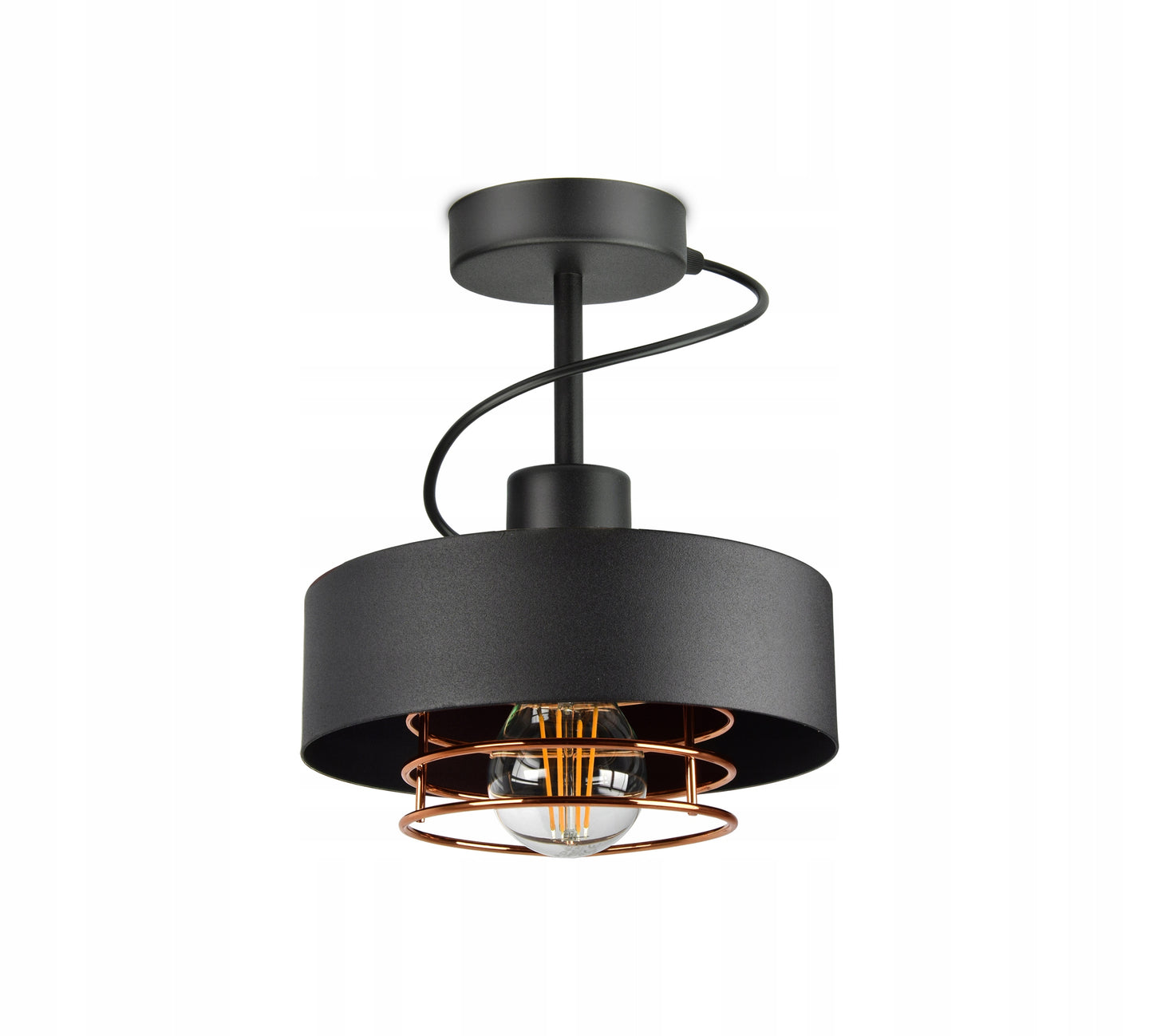 Lubinis šviestuvų plafonas metalinis juodas su variu