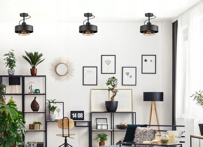 Lubinis šviestuvų plafonas metalinis juodas su variu