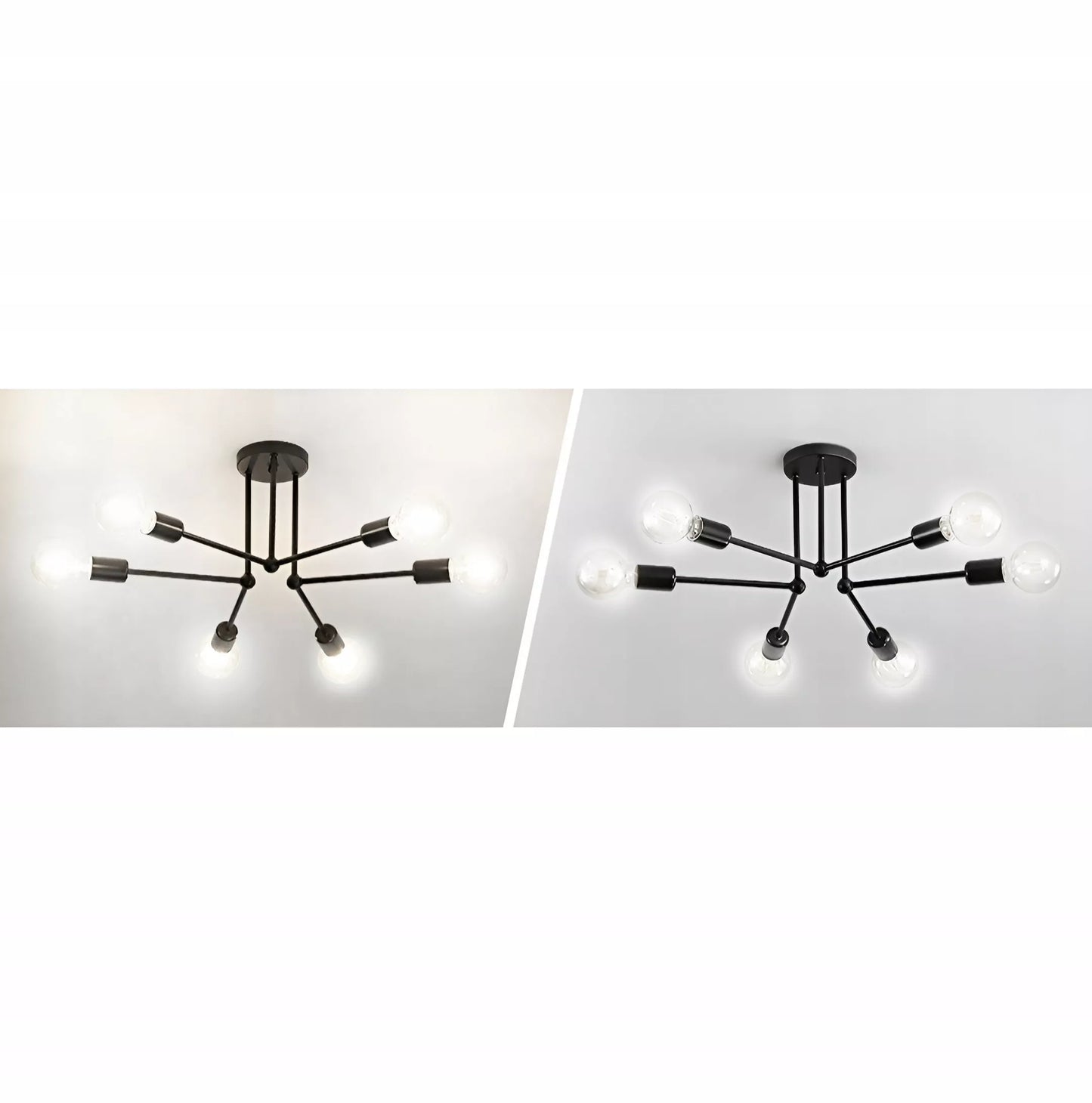 Lubinis kabantis šviestuvas, juodas, baltos rutulys, LED, 6xE27, metalinis, lofto stilius