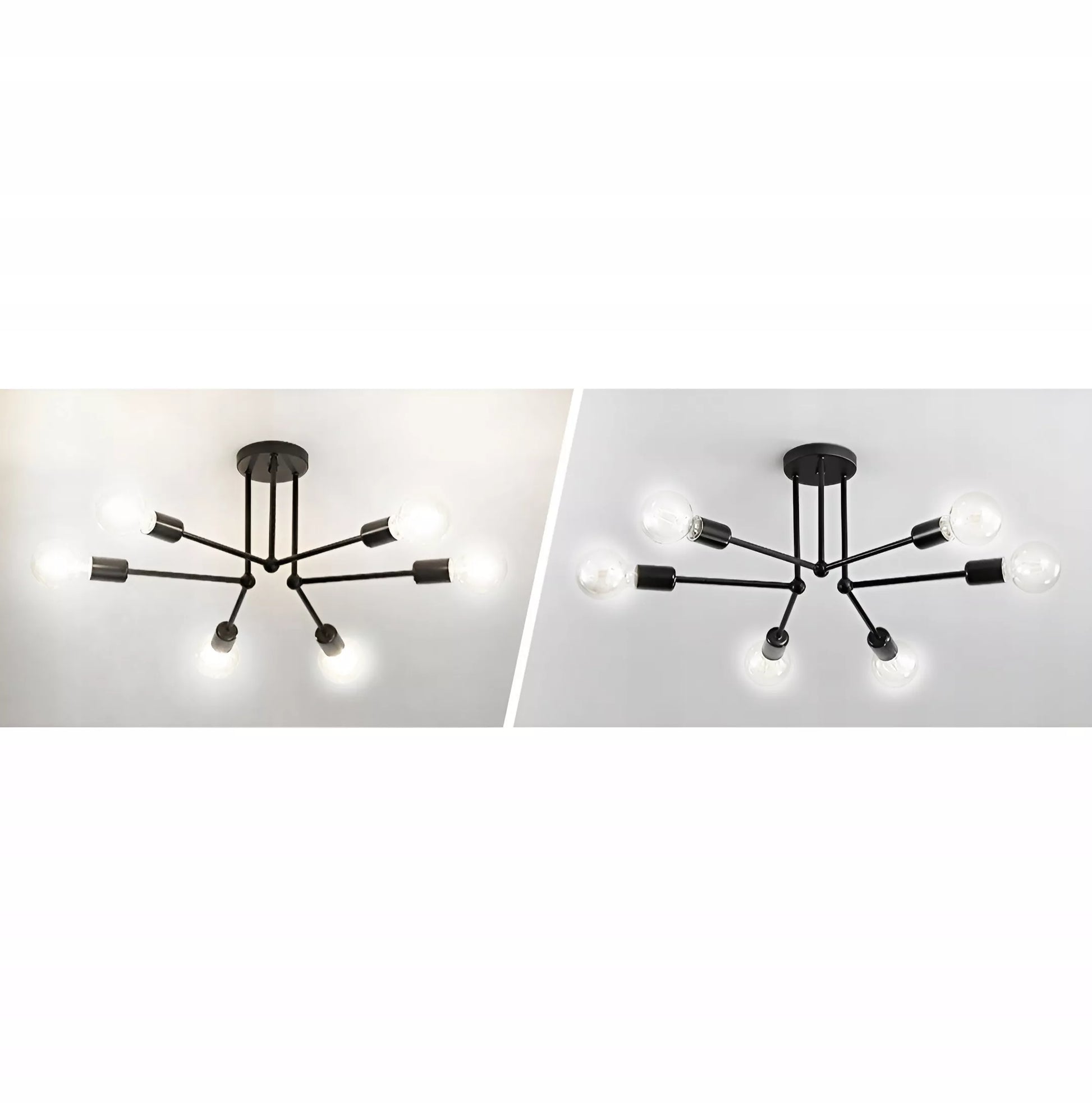Lubinis kabantis šviestuvas, juodas, baltos rutulys, LED, 6xE27, metalinis, lofto stilius