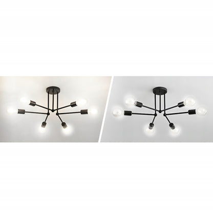 Lubinis kabantis šviestuvas, juodas, baltos rutulys, LED, 6xE27, metalinis, lofto stilius