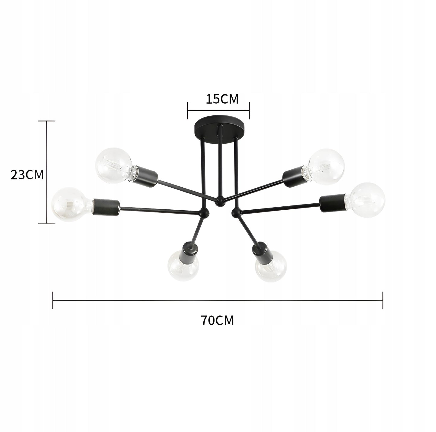 Lubinis kabantis šviestuvas, juodas, baltos rutulys, LED, 6xE27, metalinis, lofto stilius