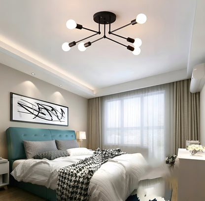 Lubinis kabantis šviestuvas, juodas, baltos rutulys, LED, 6xE27, metalinis, lofto stilius