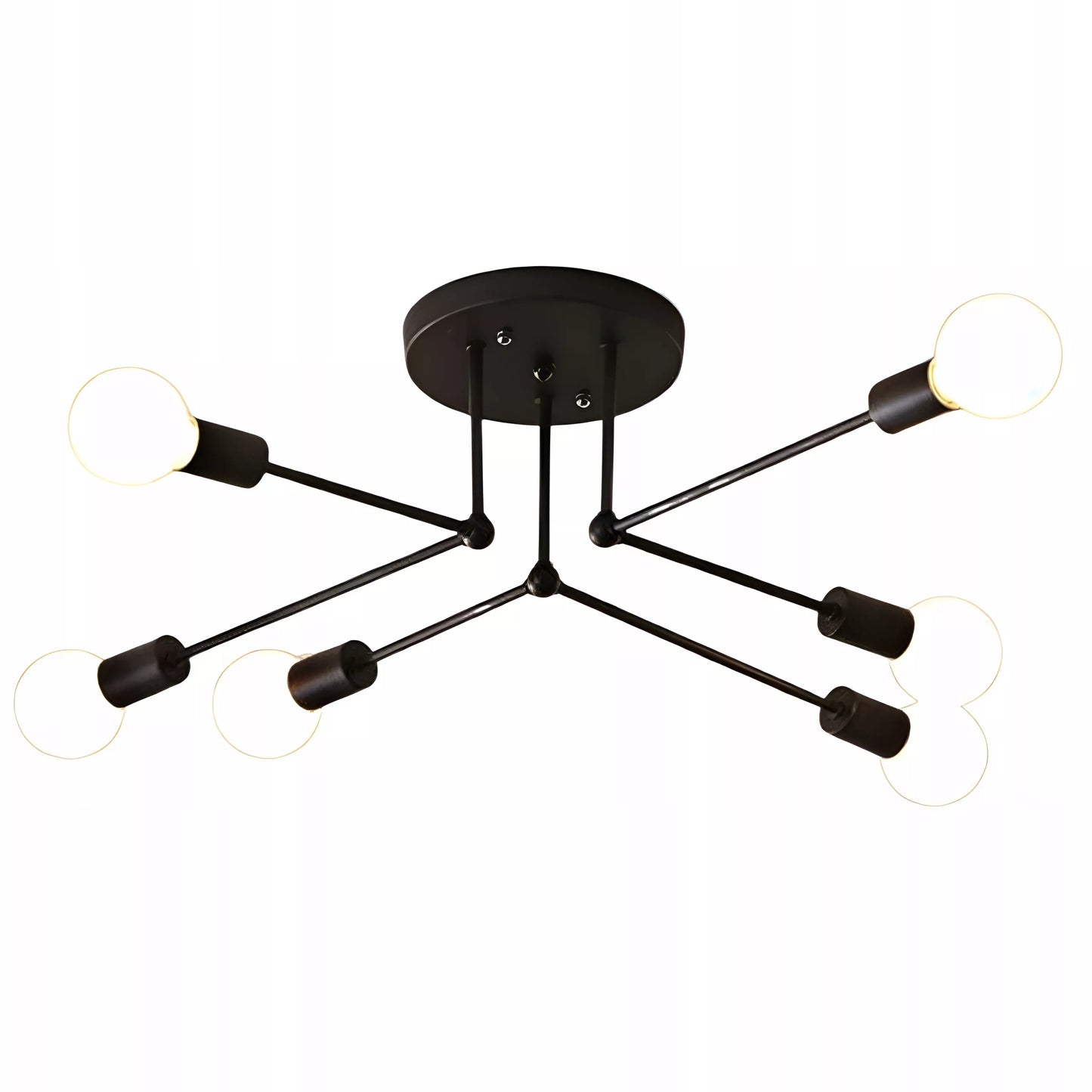Lubinis kabantis šviestuvas, juodas, baltos rutulys, LED, 6xE27, metalinis, lofto stilius