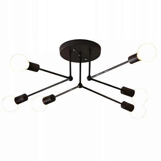 Lubinis kabantis šviestuvas, juodas, baltos rutulys, LED, 6xE27, metalinis, lofto stilius