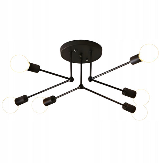 Lubinis kabantis šviestuvas, juodas, baltos rutulys, LED, 6xE27, metalinis, lofto stilius