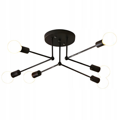 Lubinis kabantis šviestuvas, juodas, baltos rutulys, LED, 6xE27, metalinis, lofto stilius