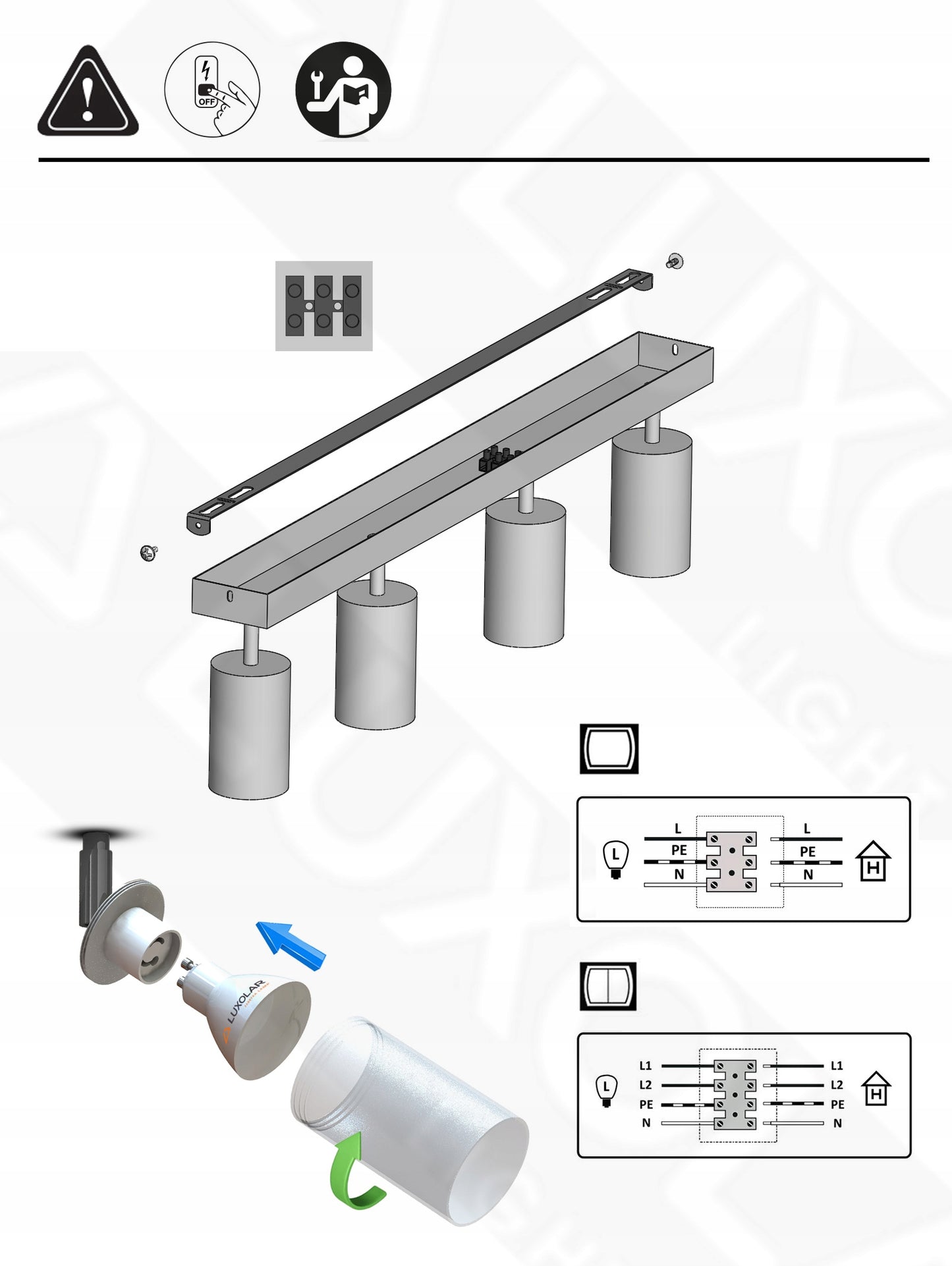 Lubinis šviestuvas Liustra Plafonas Vamzdžiai Metalinis SPOT BG4 LED GU10