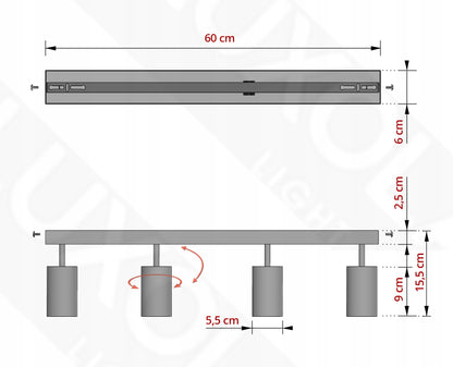 Lubinis šviestuvas Liustra Plafonas Vamzdžiai Metalinis SPOT BG4 LED GU10