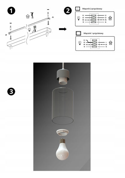 Pakabinamas lubinis šviestuvas juodas stiklinis Glass Tube 535-BZ2 LED E27
