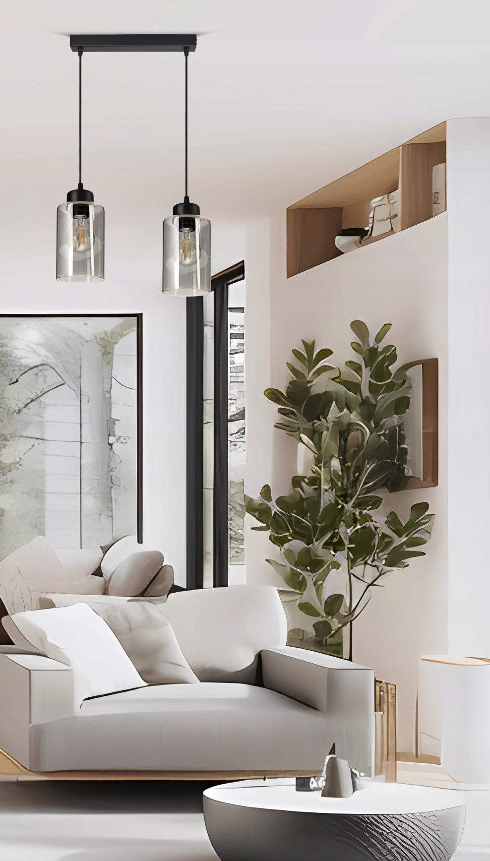 Pakabinamas lubinis šviestuvas juodas stiklinis Glass Tube 535-BZ2 LED E27