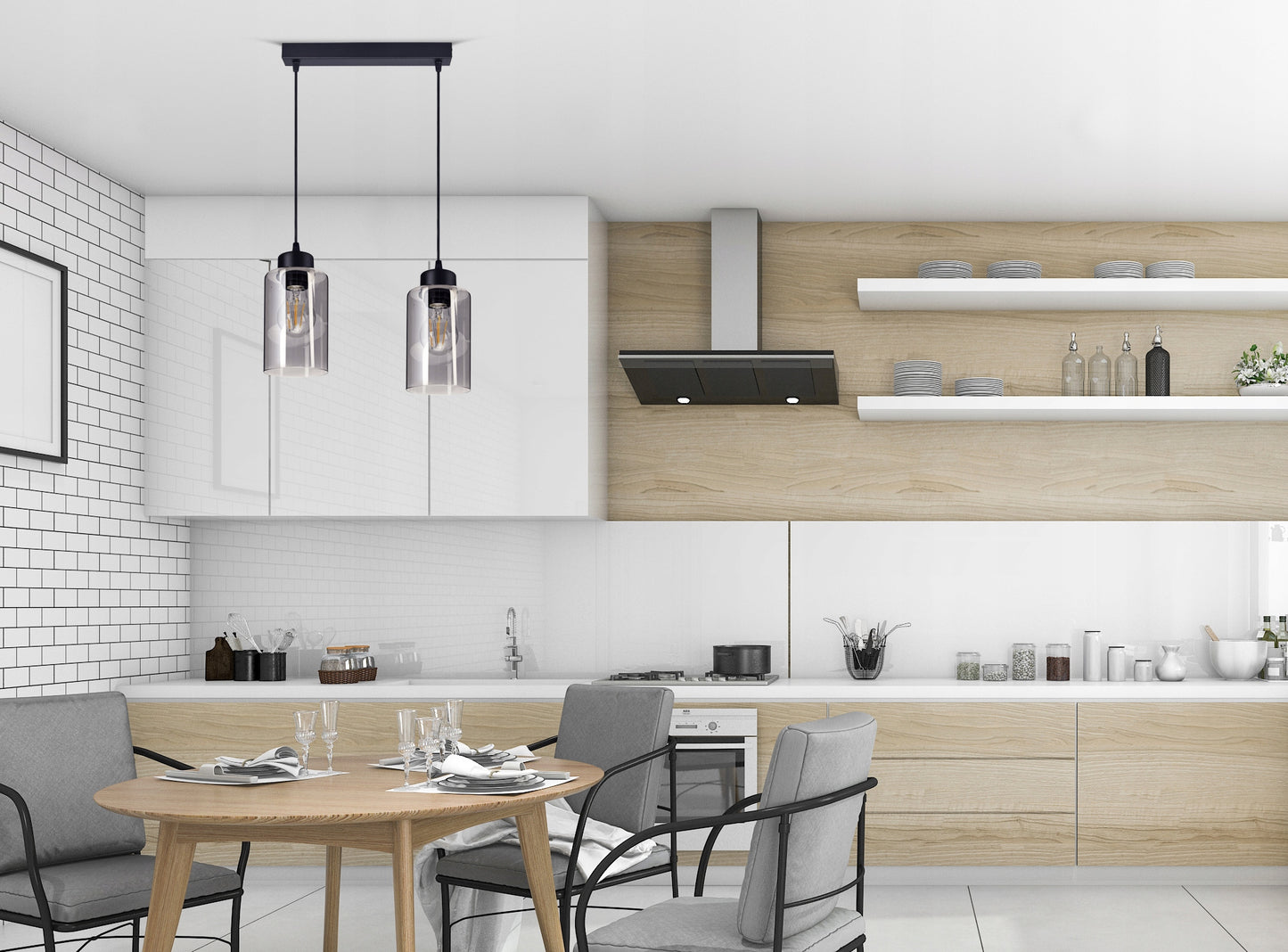 Pakabinamas lubinis šviestuvas juodas stiklinis Glass Tube 535-BZ2 LED E27